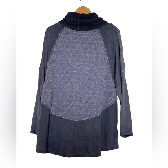 Belle France Cowl Neck Textured Lavender Lagenlook Pullover Tunic Top - Large - Picture 2 of 9